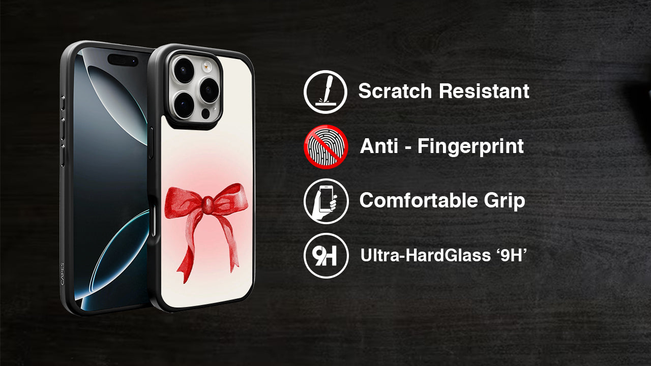Red Ribbon Bow Phone Case – Minimal Y2K Aesthetic Girlcore Design