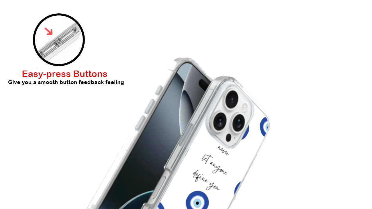 Evil Eye Affirmation Phone Case – "Never Let Anyone Define You" Design