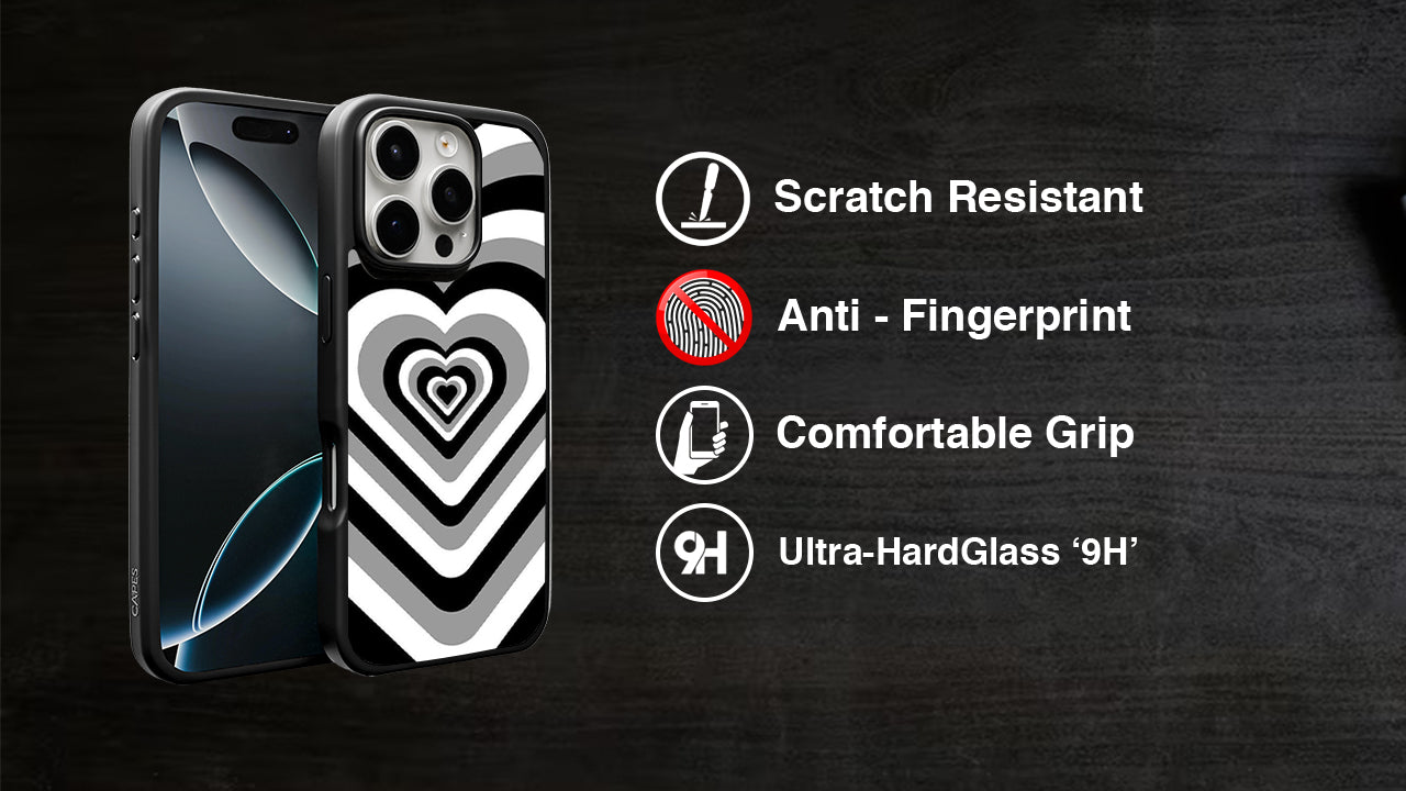 Optical Illusion Heart Phone Case – Black White Grey Depth Design