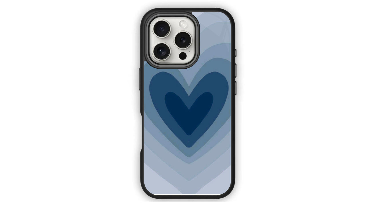 Aesthetic Blue Layered Heart Phone Case – Trendy Love Gradient Design