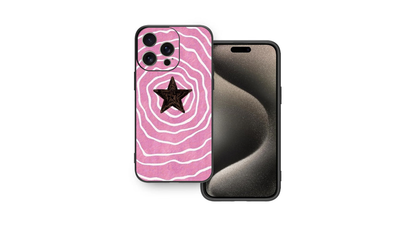 Y2K Pink Wave Star Phone Case – Aesthetic Retro Design