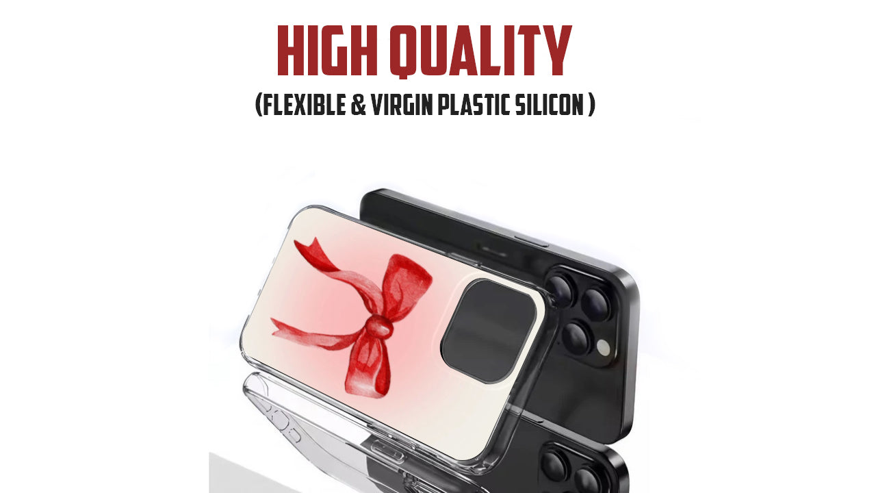 Red Ribbon Bow Phone Case – Minimal Y2K Aesthetic Girlcore Design