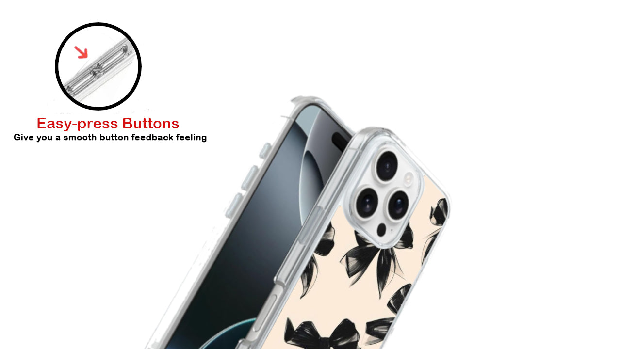 Elegant Black Bows Pattern Phone Case – Chic & Aesthetic Design