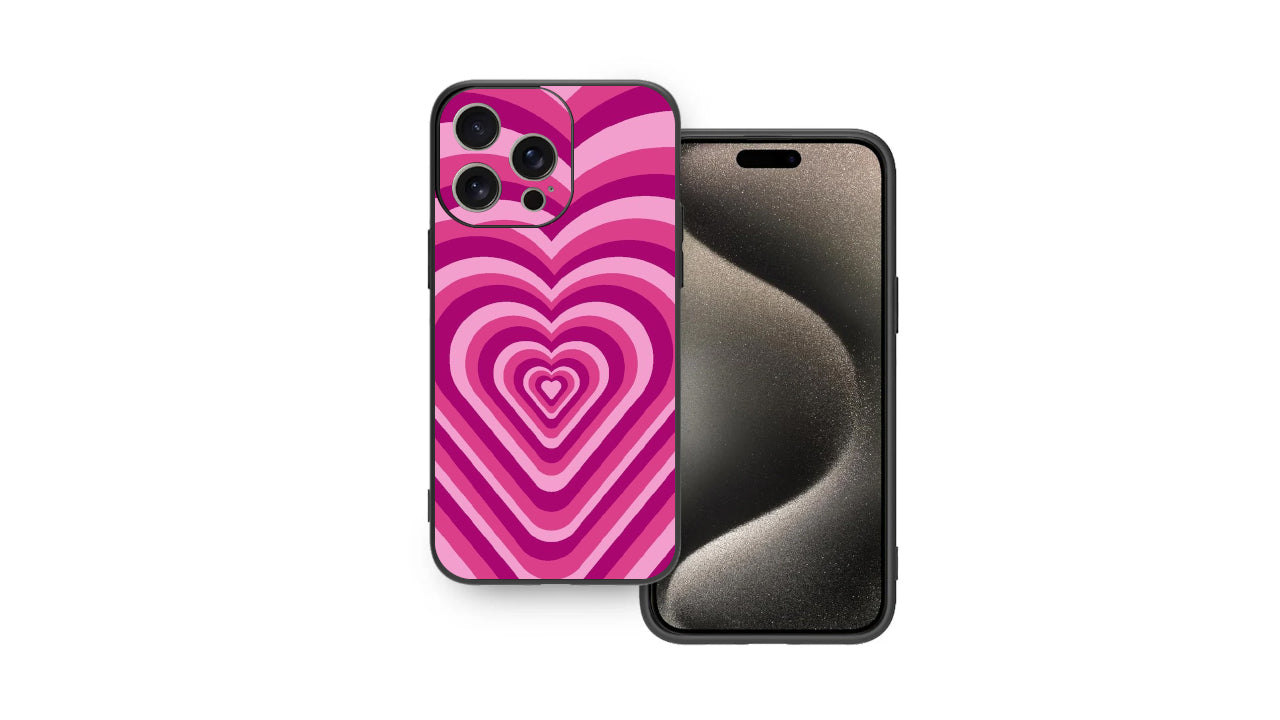 Bubblegum Pink & Purple Heart Phone Case – Y2K Aesthetic Design