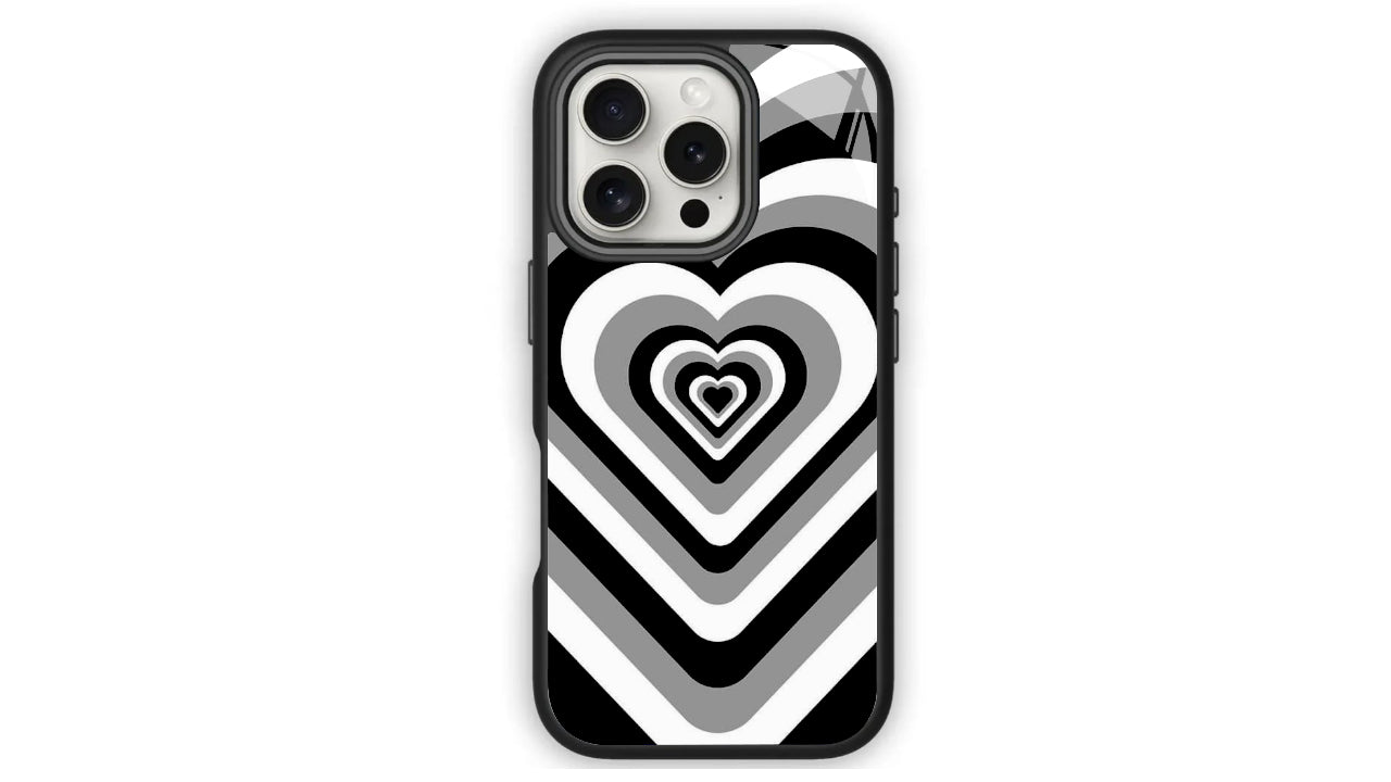Optical Illusion Heart Phone Case – Black White Grey Depth Design