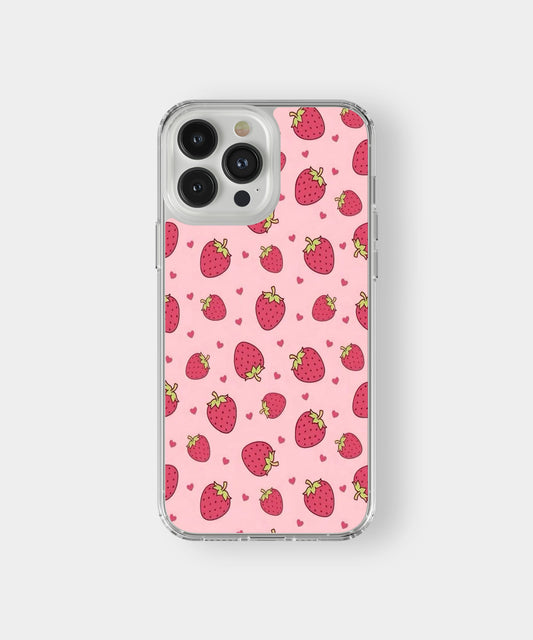 Cute Strawberry Aesthetic Phone Case – Pink Kawaii Fruit Pattern Y2K Cover