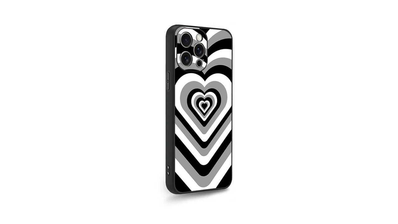 Optical Illusion Heart Phone Case – Black White Grey Depth Design