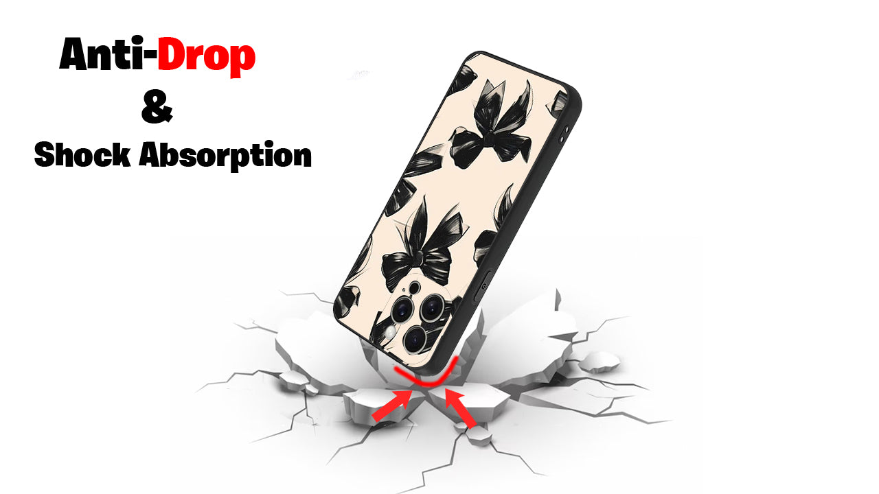 Elegant Black Bows Pattern Phone Case – Chic & Aesthetic Design