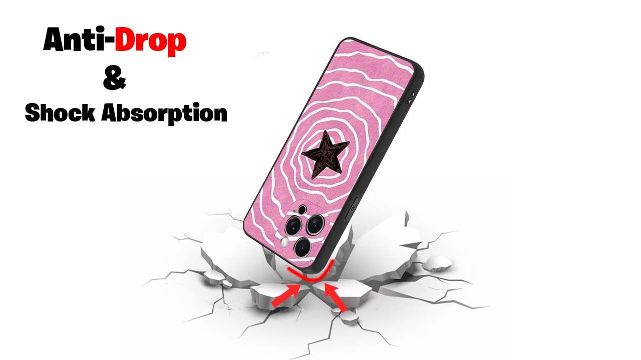 Y2K Pink Wave Star Phone Case – Aesthetic Retro Design