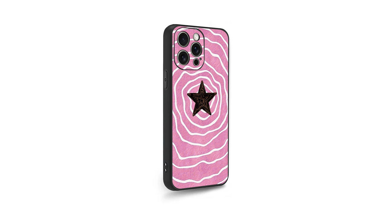 Y2K Pink Wave Star Phone Case – Aesthetic Retro Design