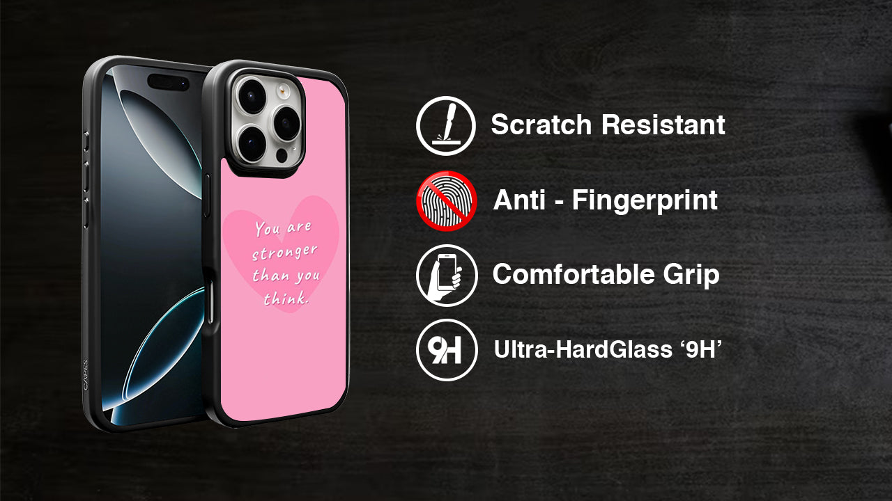 "Stronger Than You Think" Motivational Pink Heart Phone Case