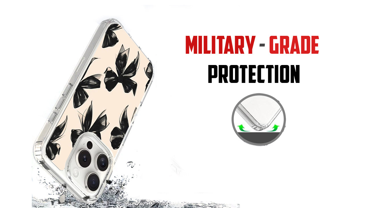 Elegant Black Bows Pattern Phone Case – Chic & Aesthetic Design