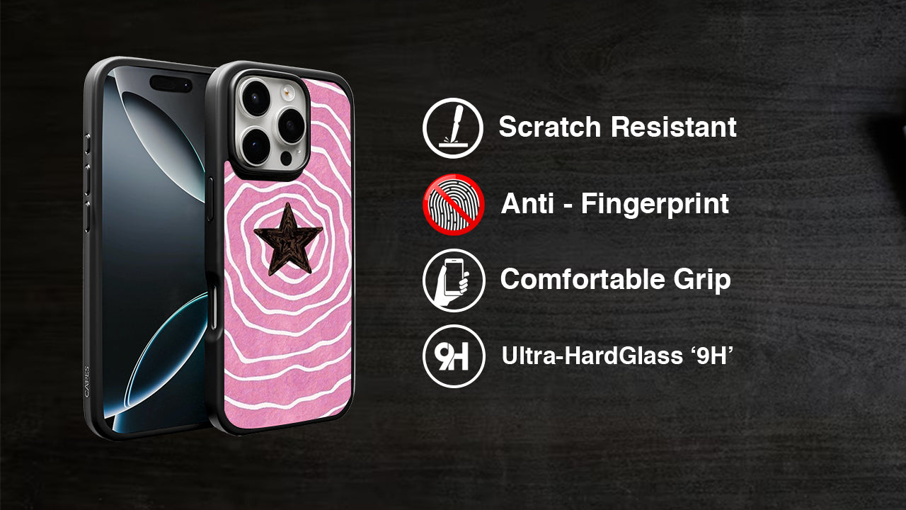 Y2K Pink Wave Star Phone Case – Aesthetic Retro Design