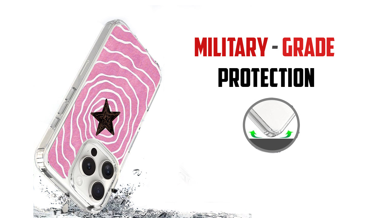 Y2K Pink Wave Star Phone Case – Aesthetic Retro Design