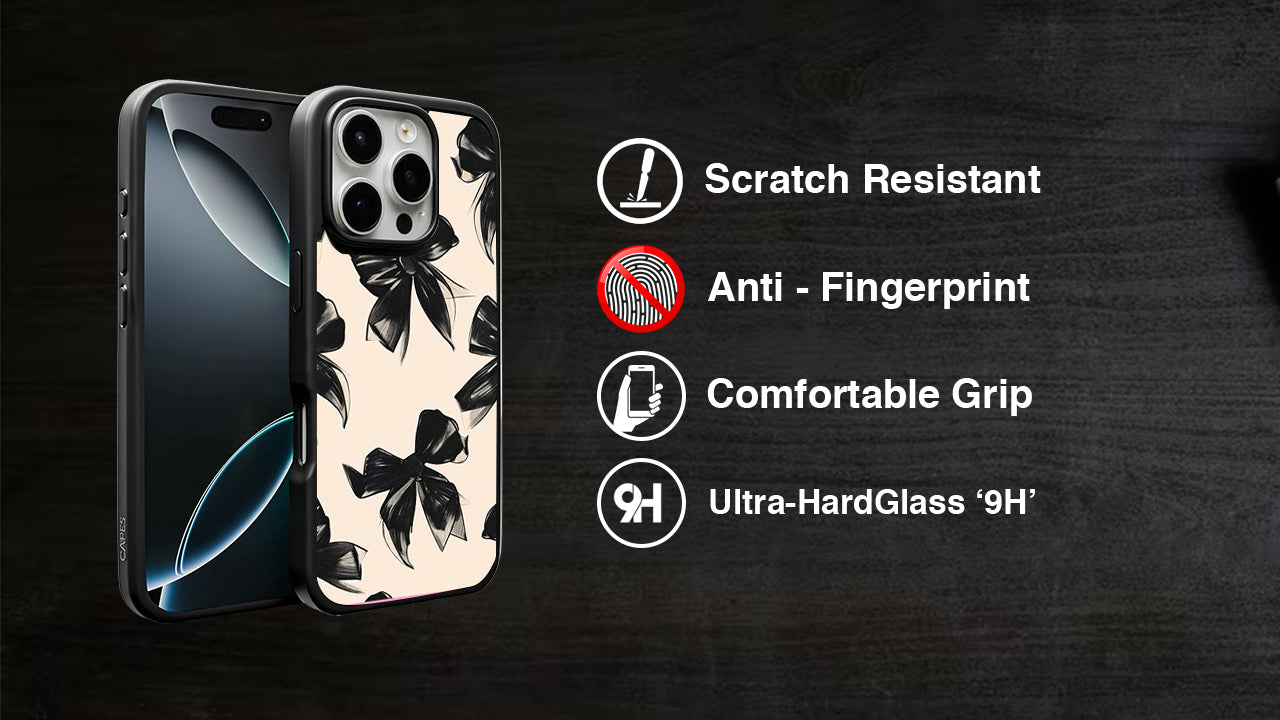 Elegant Black Bows Pattern Phone Case – Chic & Aesthetic Design