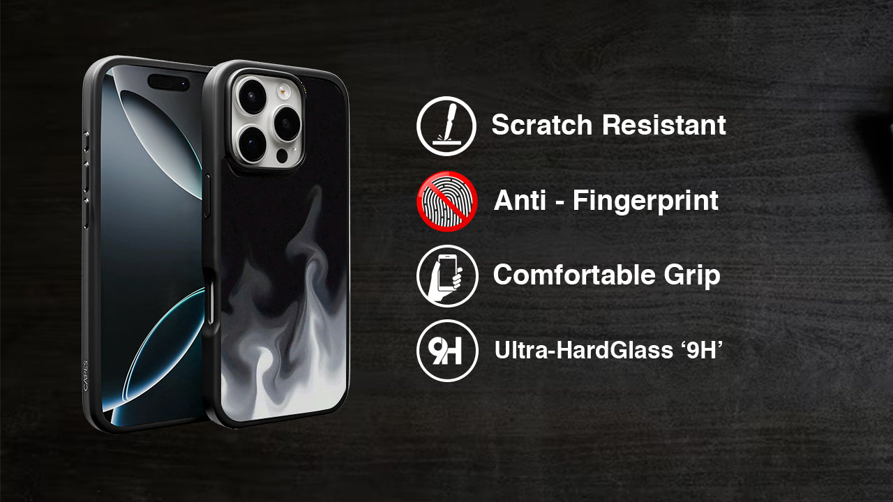 Smoky Black & White Aesthetic Case – Gradient Flame Design