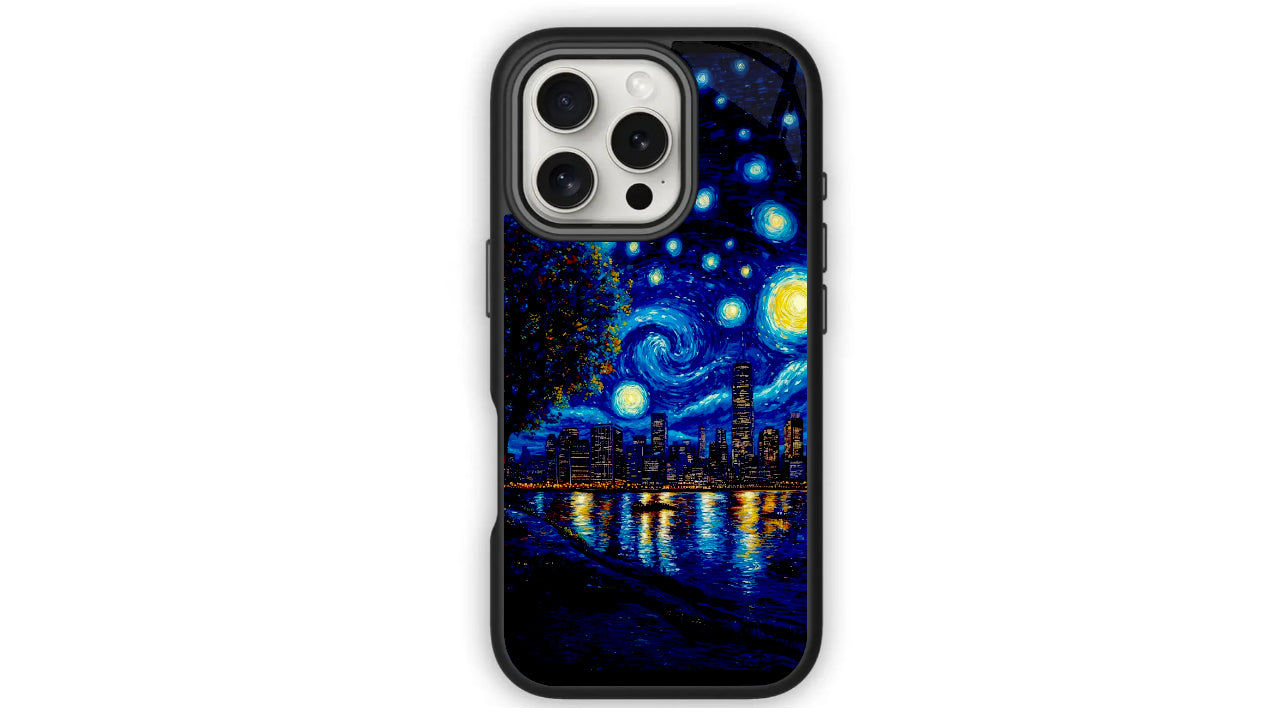 Van Gogh Starry Night Cityscape Phone Case – Artistic Painting Design