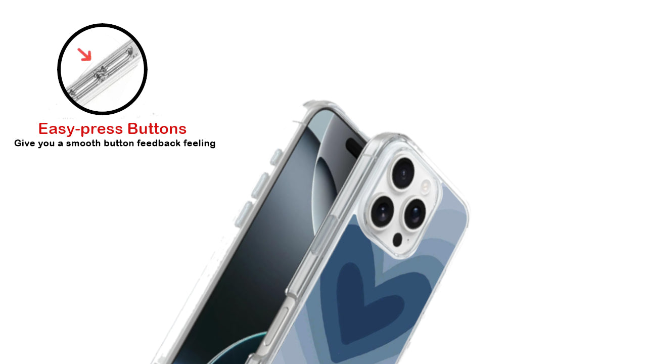 Aesthetic Blue Layered Heart Phone Case – Trendy Love Gradient Design