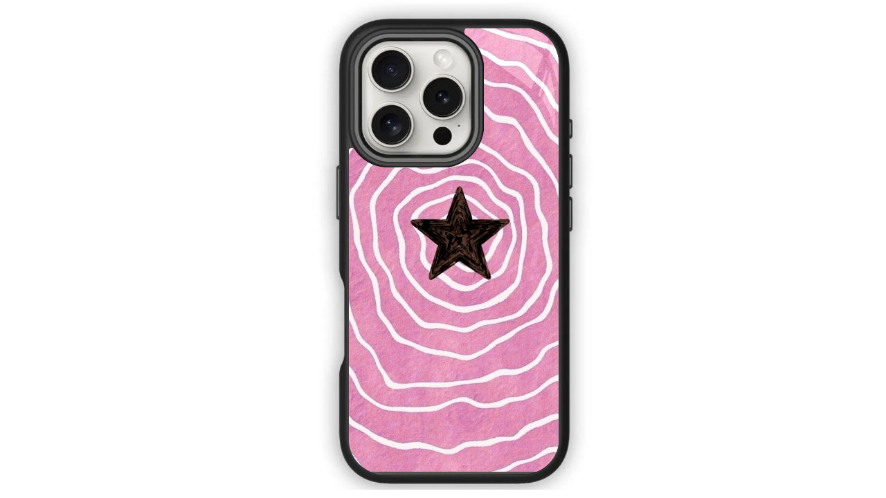 Y2K Pink Wave Star Phone Case – Aesthetic Retro Design