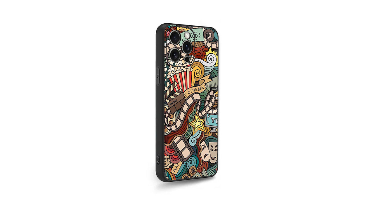 🎬 Movie Buff Collage Phone Case – Cinema, TV & Popcorn Art