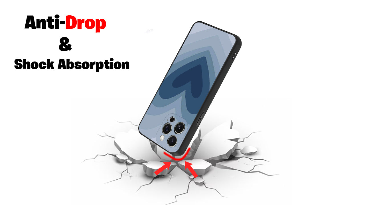 Aesthetic Blue Layered Heart Phone Case – Trendy Love Gradient Design