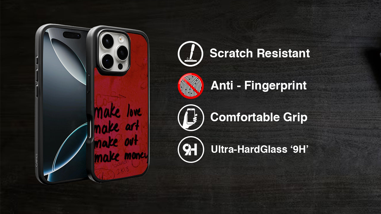 "Make Love Art Out Money" Red Phone Case