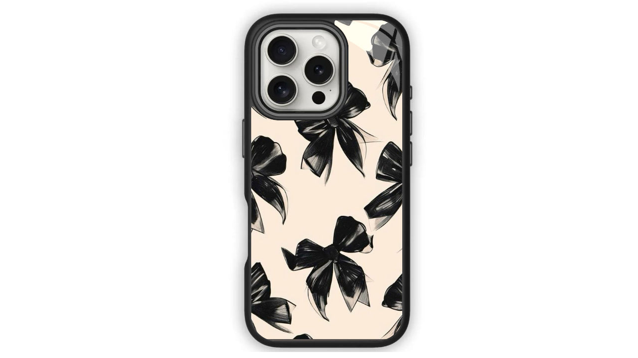 Elegant Black Bows Pattern Phone Case – Chic & Aesthetic Design