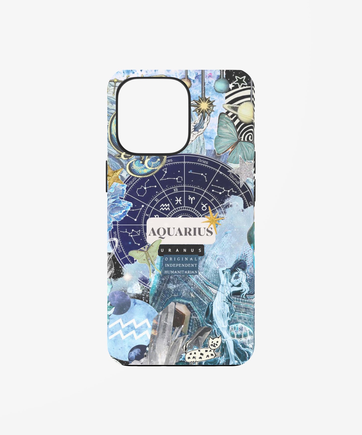 Aquarius Zodiac Star Sign Phone Case – Uranus Astrology Collage Art