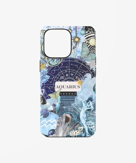 Aquarius Zodiac Star Sign Phone Case – Uranus Astrology Collage Art