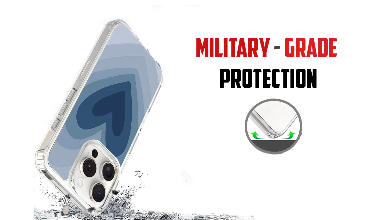 Aesthetic Blue Layered Heart Phone Case – Trendy Love Gradient Design