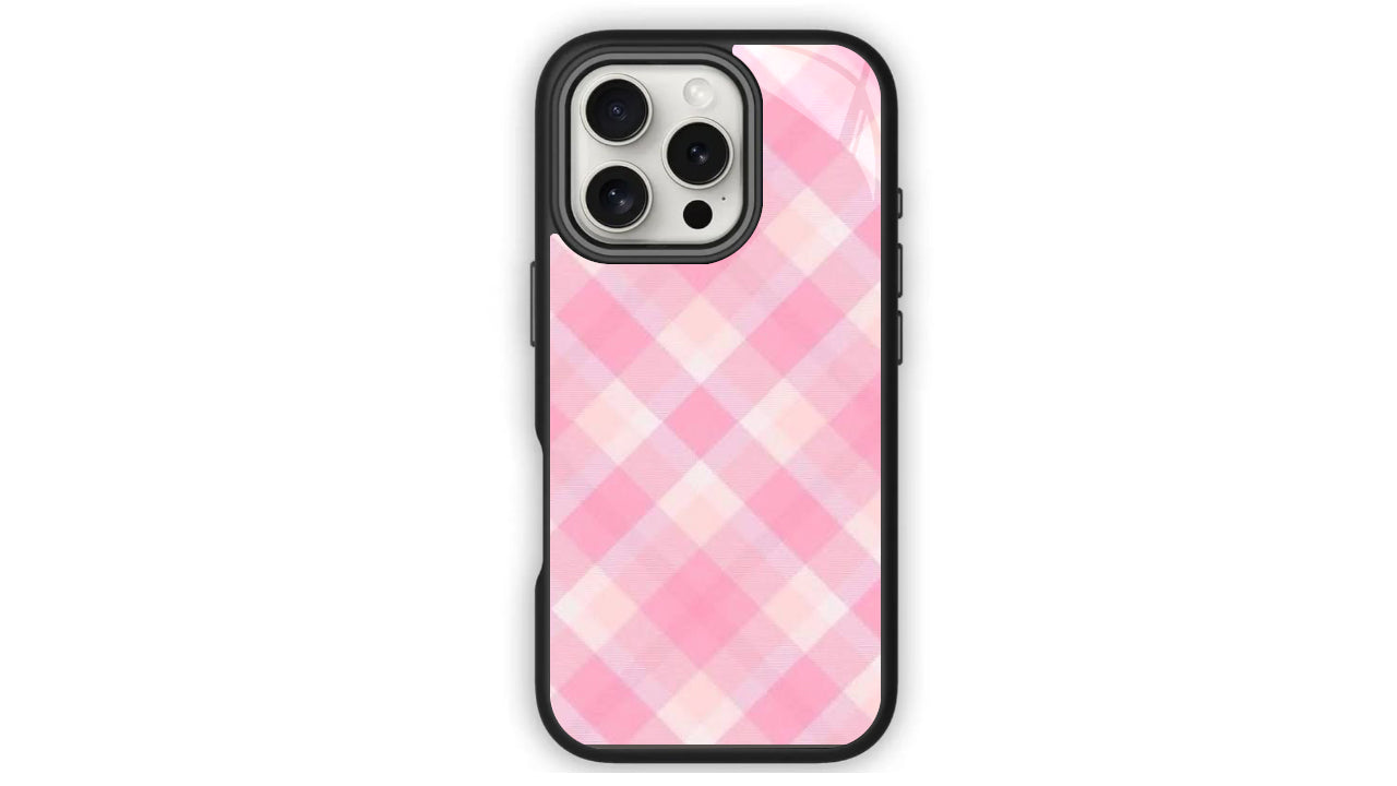 Sweet Pink Plaid Phone Case – Pastel Gingham Aesthetic Cover