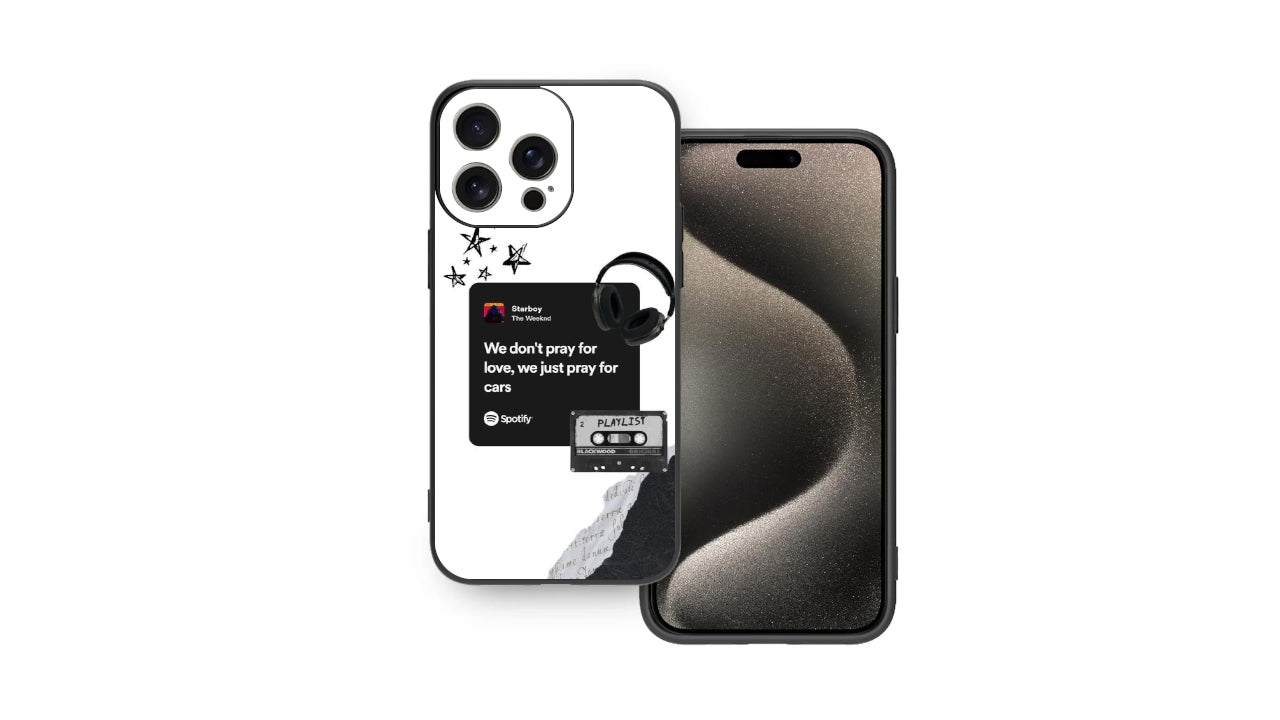 The Weeknd Starboy Lyrics Music Album Phone Case - Aesthetic Black & White