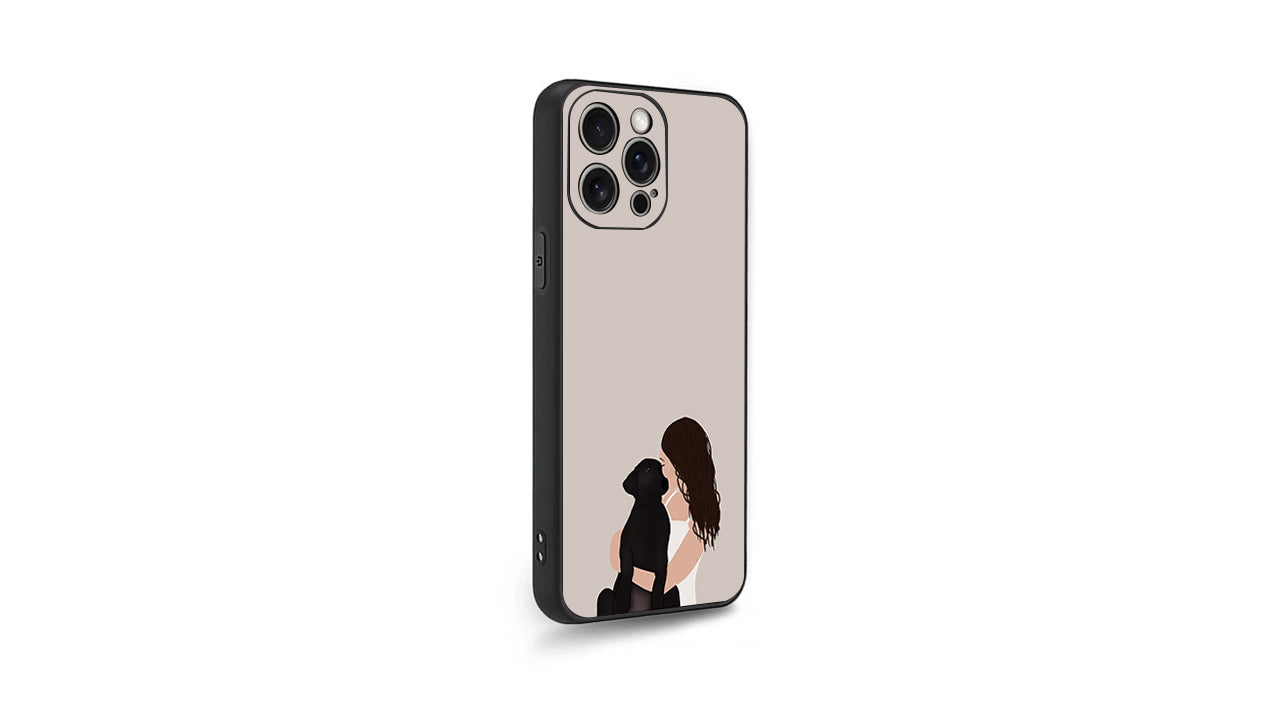 Minimalist Dog Lover Art Phone Case – Hugging Pet Illustration