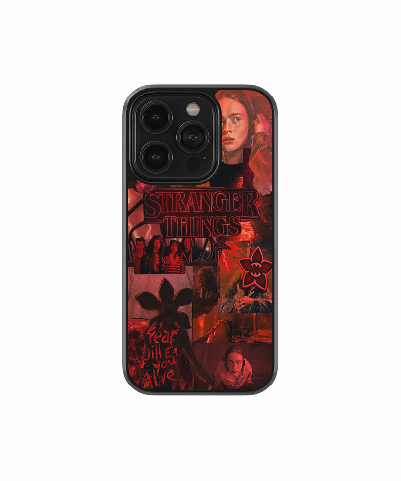 Stranger Things Red Aesthetic Phone Case – Dark Collage Horror Cover