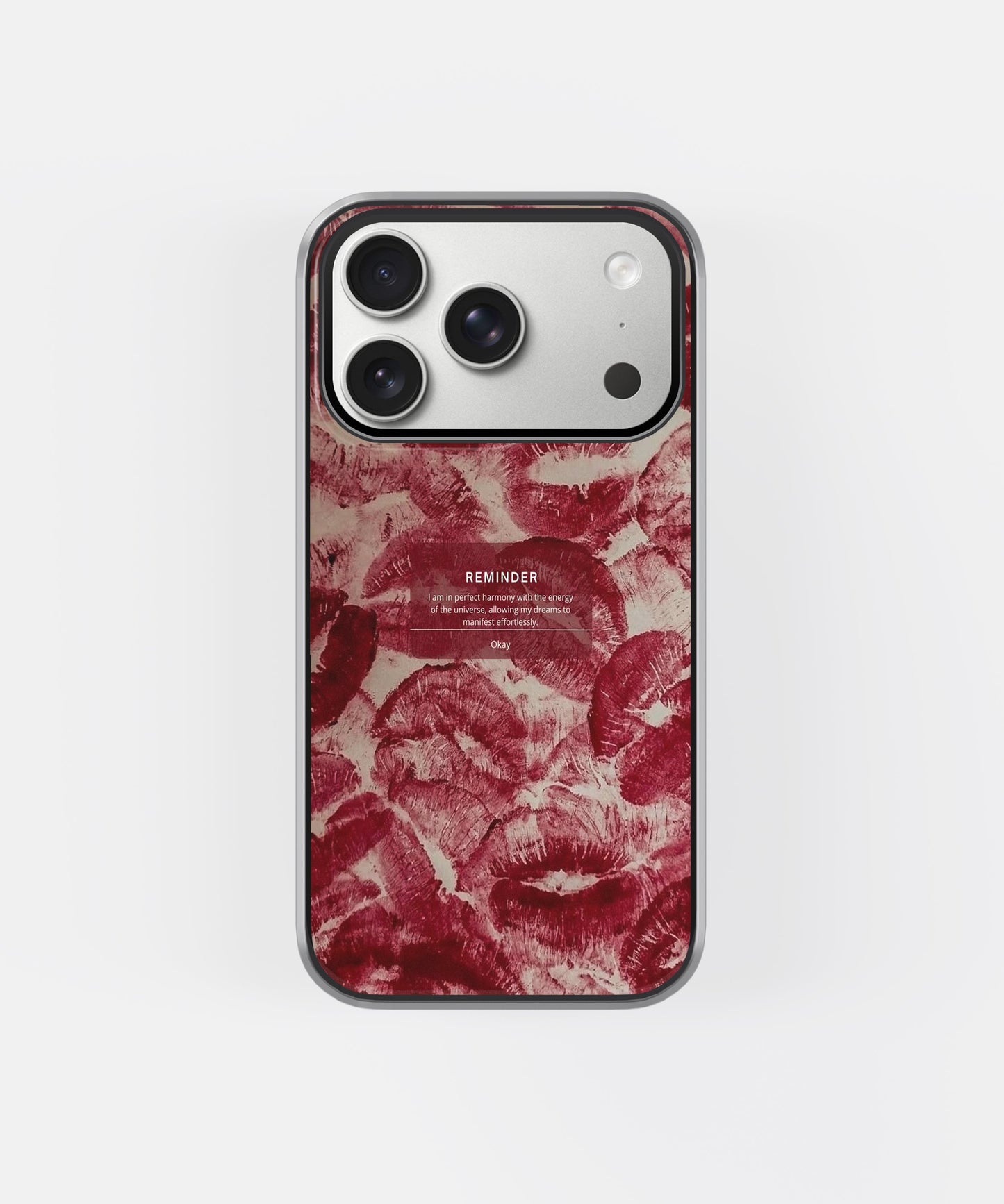 Red Lips Aesthetic Phone Case – Self Love Affirmation Quote Y2K Pattern Cover