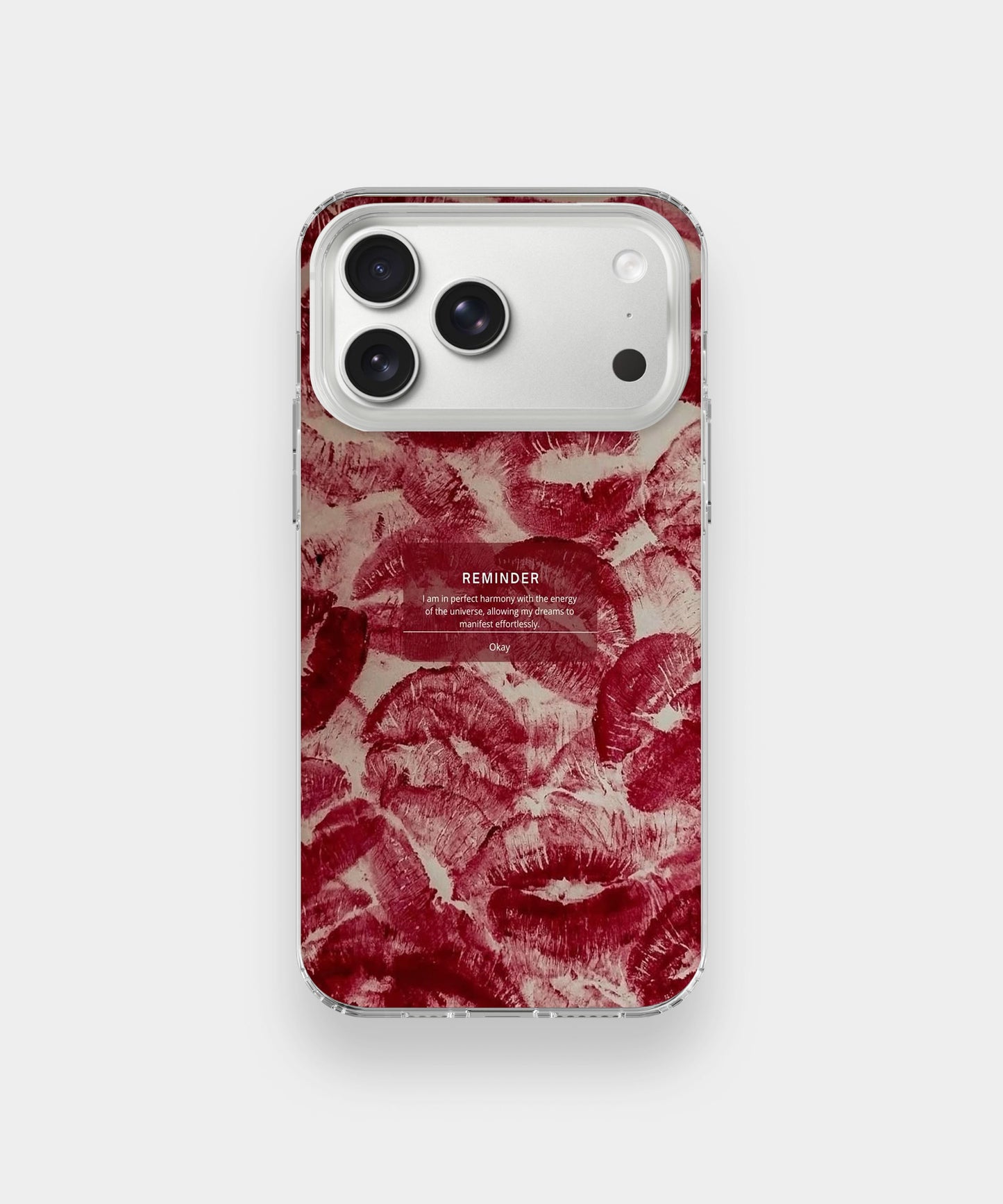 Red Lips Aesthetic Phone Case – Self Love Affirmation Quote Y2K Pattern Cover