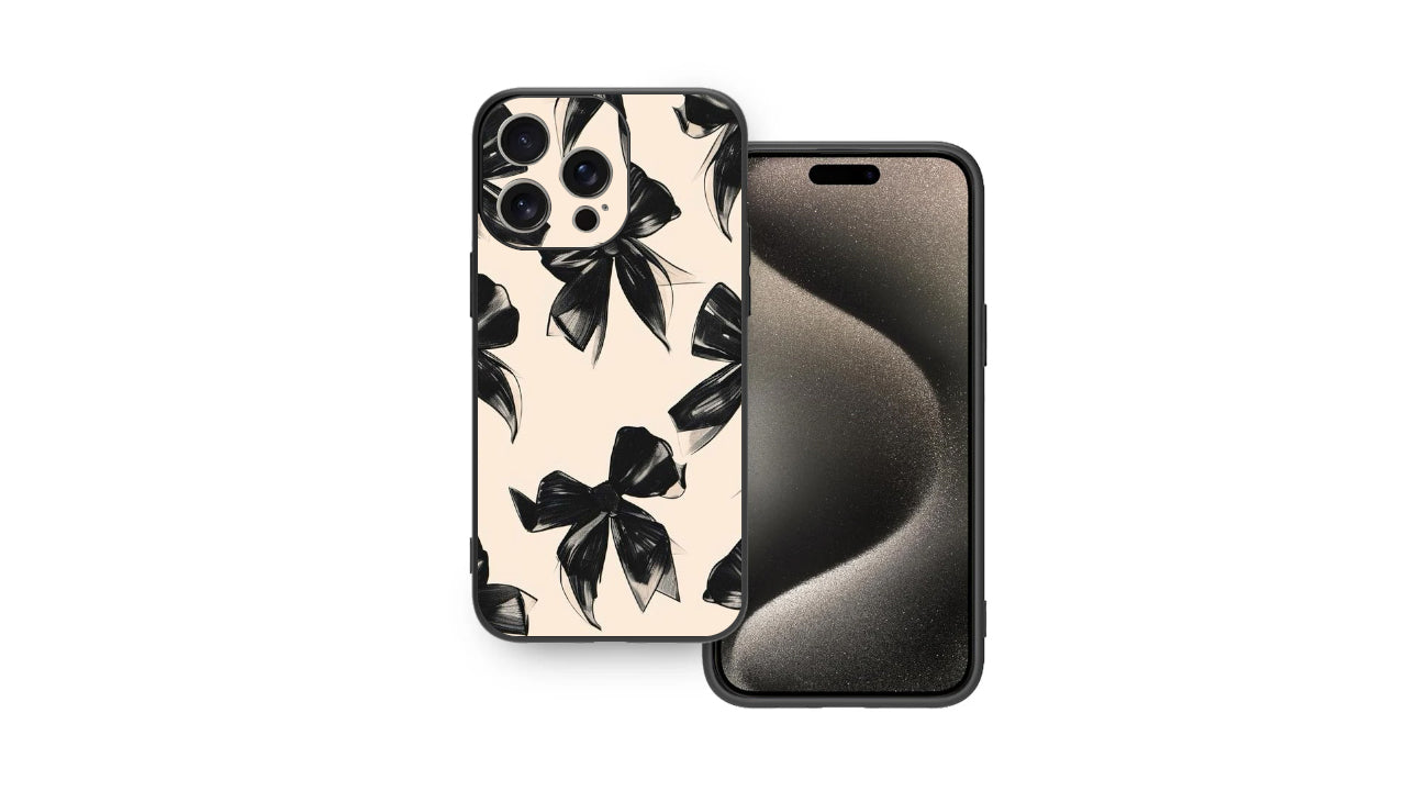Elegant Black Bows Pattern Phone Case – Chic & Aesthetic Design