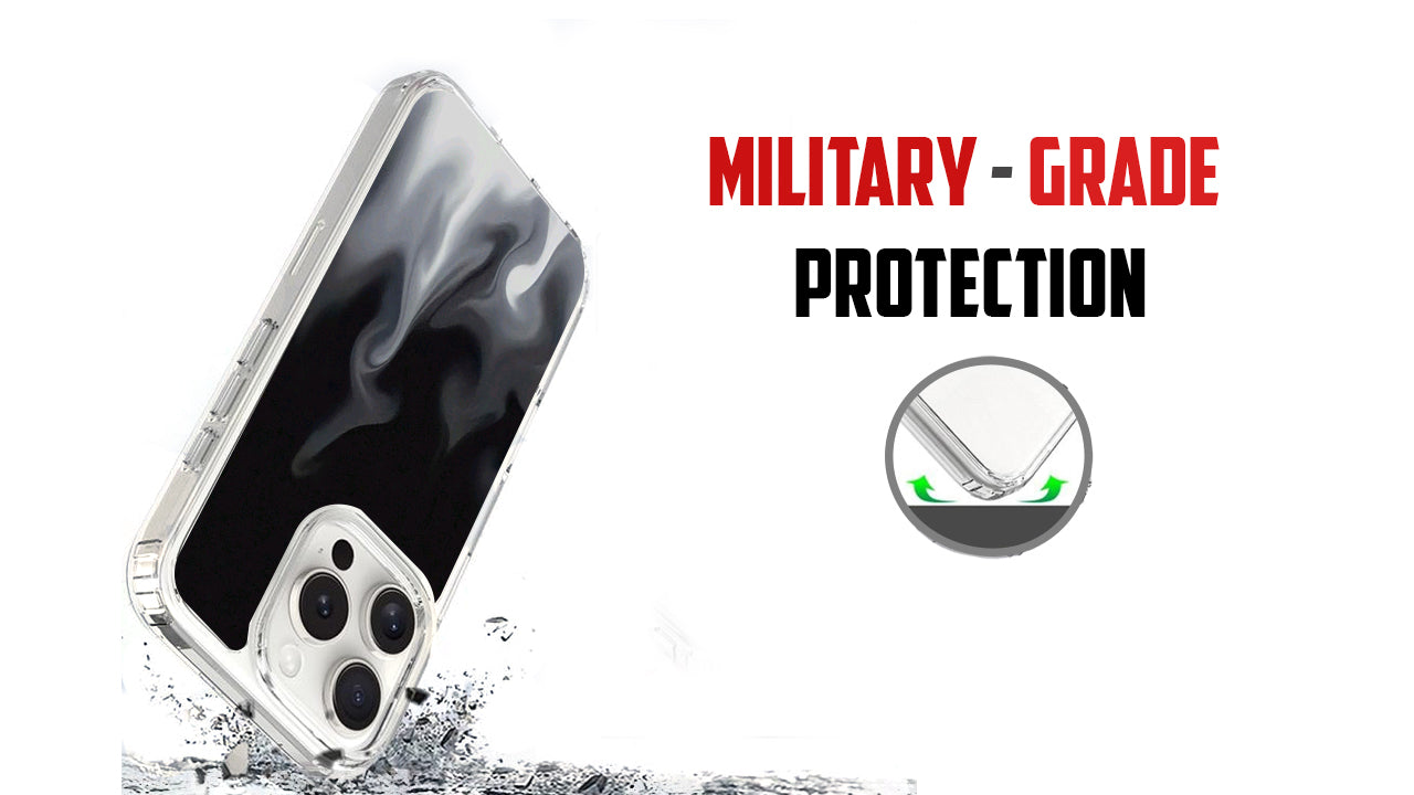 Smoky Black & White Aesthetic Case – Gradient Flame Design