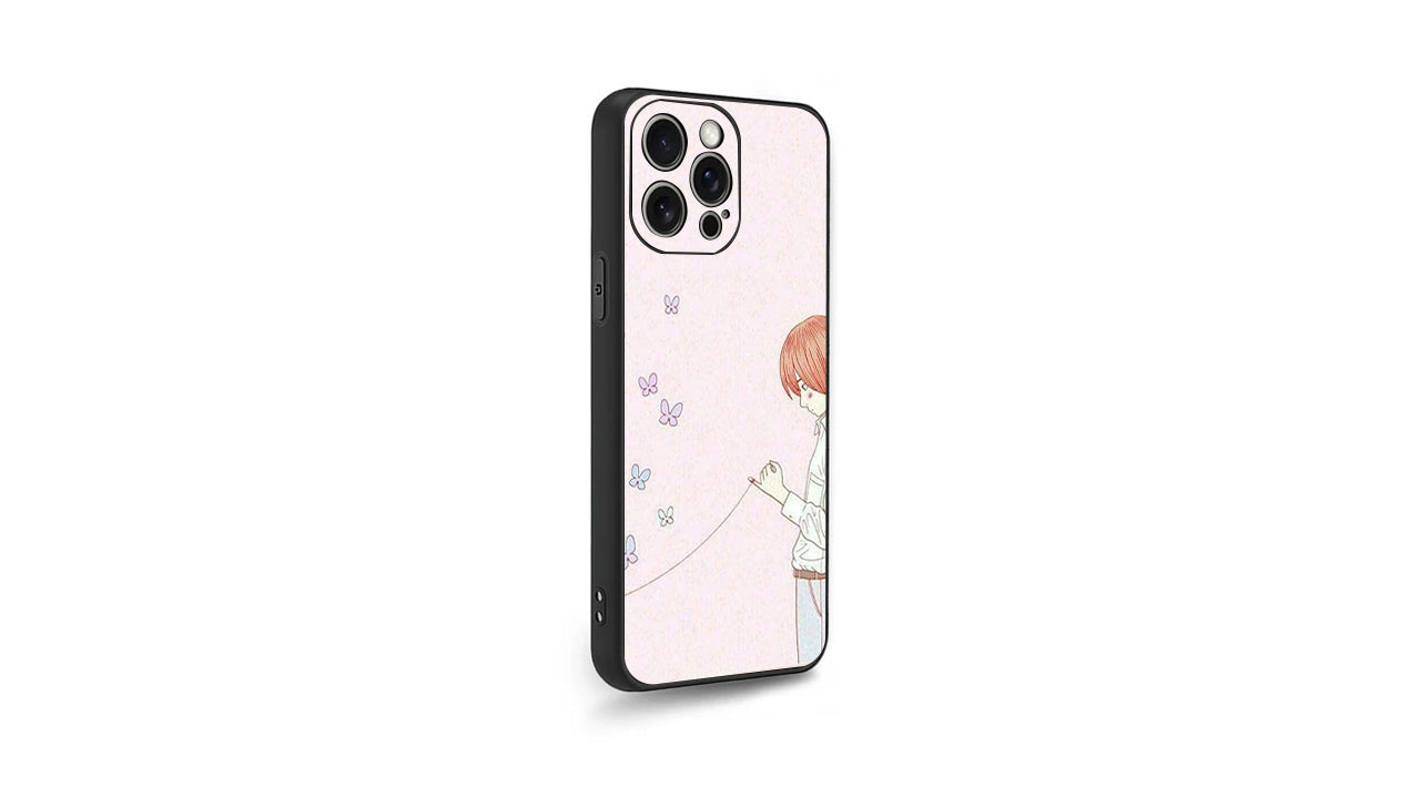 Red String of Fate Butterfly Phone Case – Soft Anime Aesthetic Boy Art