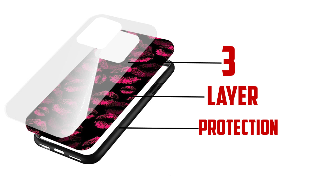 Hot Pink Kiss Lips Pattern Phone Case – Aesthetic Trendy Design