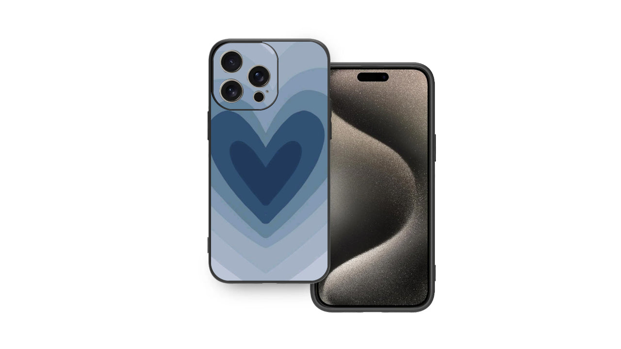 Aesthetic Blue Layered Heart Phone Case – Trendy Love Gradient Design