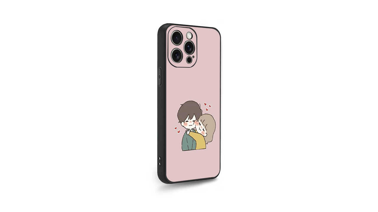 Blush Love Couple Cartoon Phone Case – Cute Aesthetic for Couples