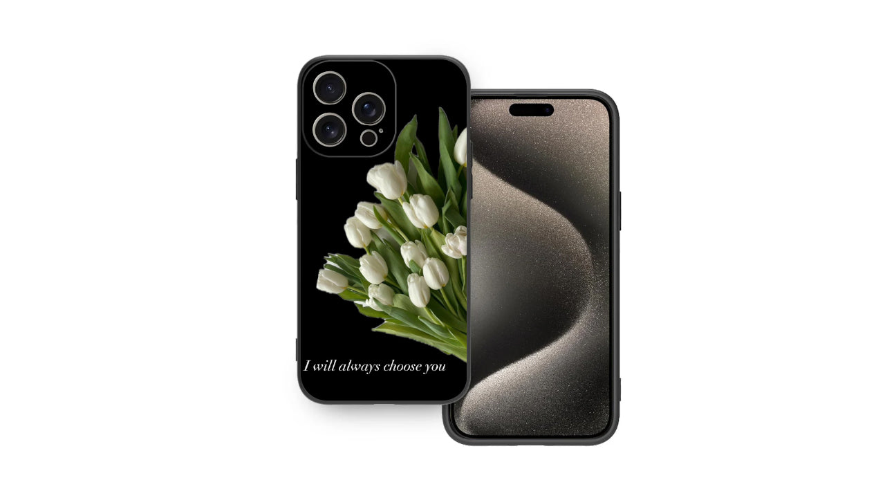 Romantic White Tulip Bouquet Phone Case – "I Will Always Choose You"