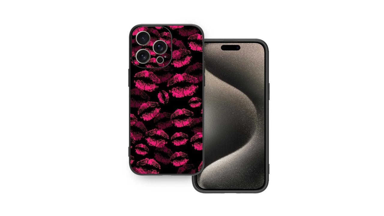 Hot Pink Kiss Lips Pattern Phone Case – Aesthetic Trendy Design