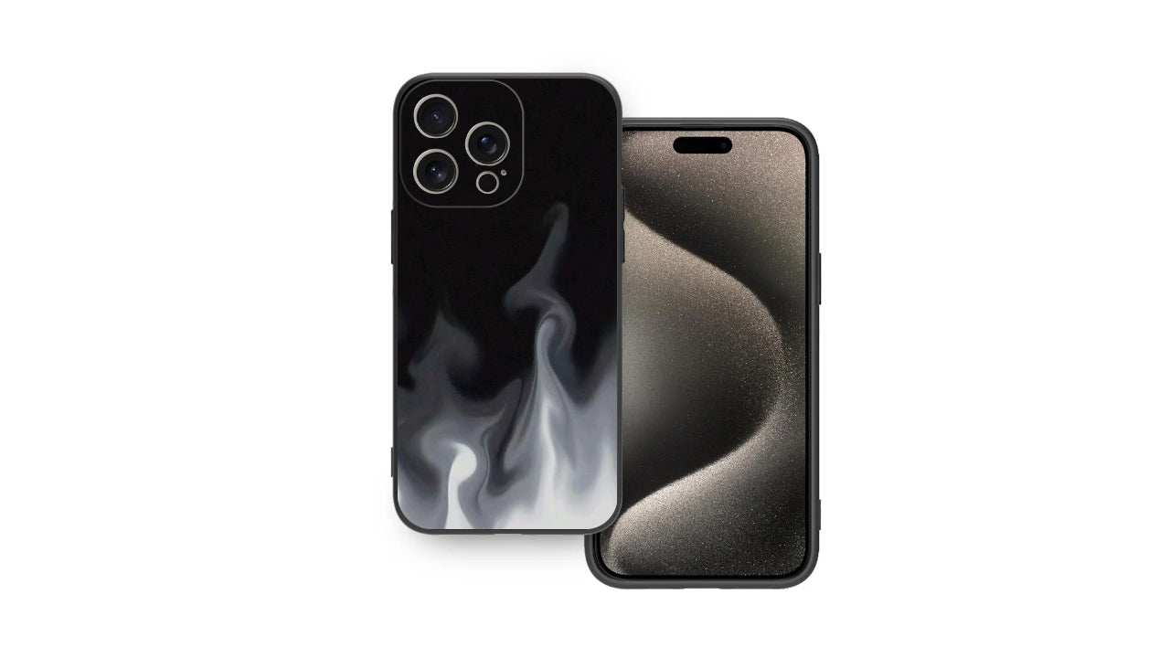 Smoky Black & White Aesthetic Case – Gradient Flame Design