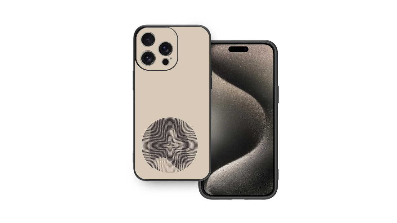 Moody Optical Illusion Phone Case – Minimal Beige Portrait Art