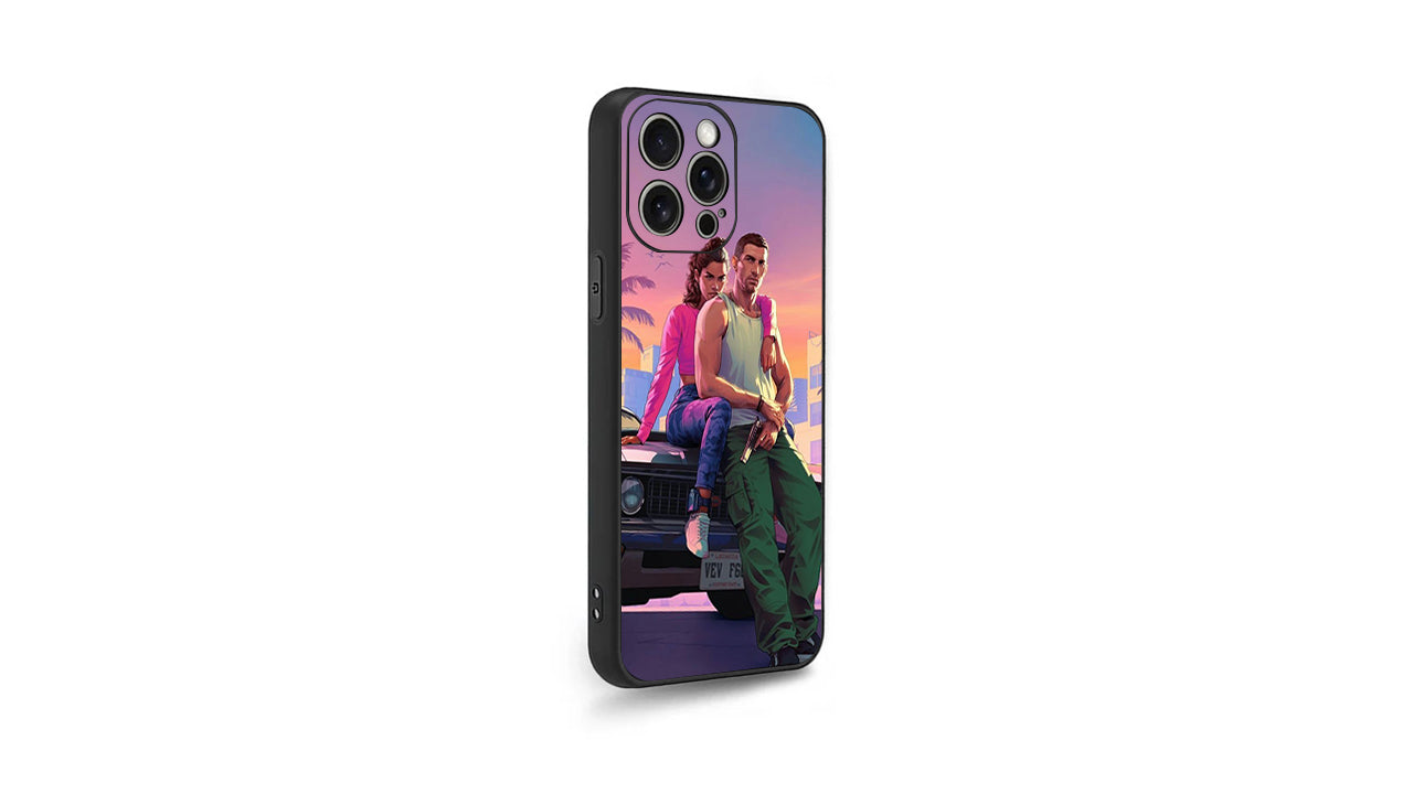 Vice City Sunset Couple Phone Case – Retro Aesthetic Vibes