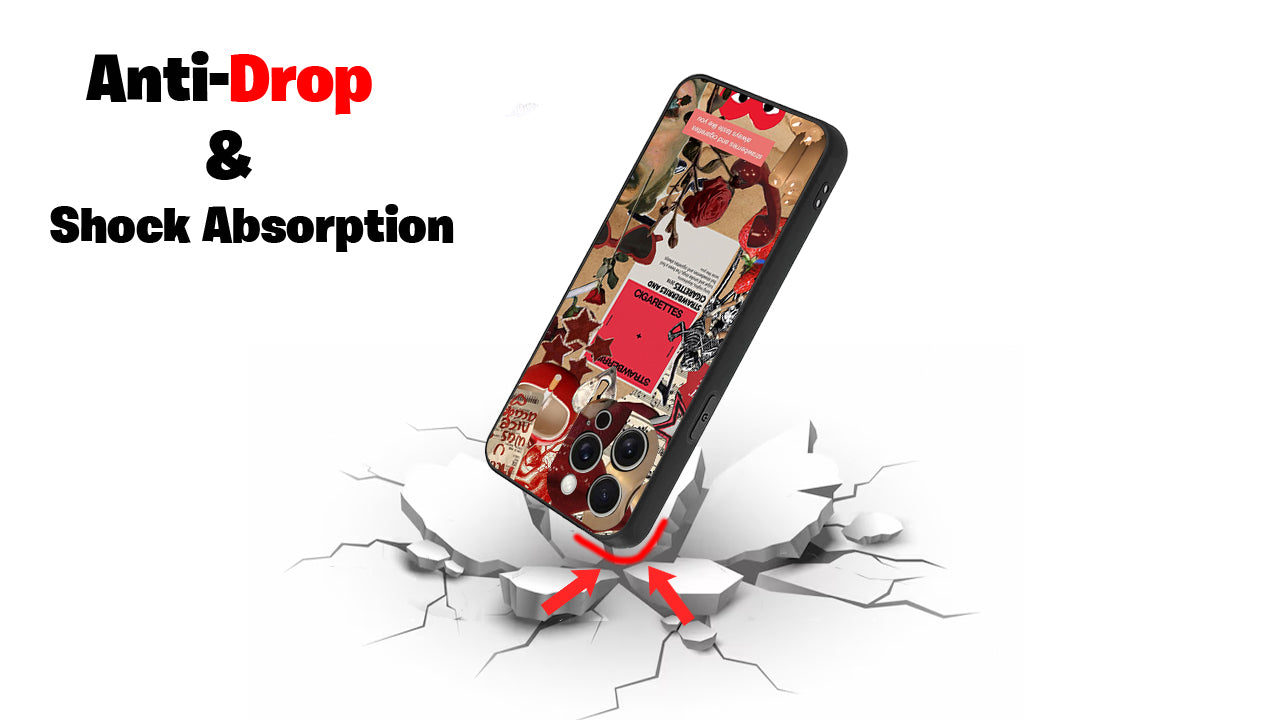 Strawberries & Cigarettes Phone Case – Red Grunge Collage Aesthetic