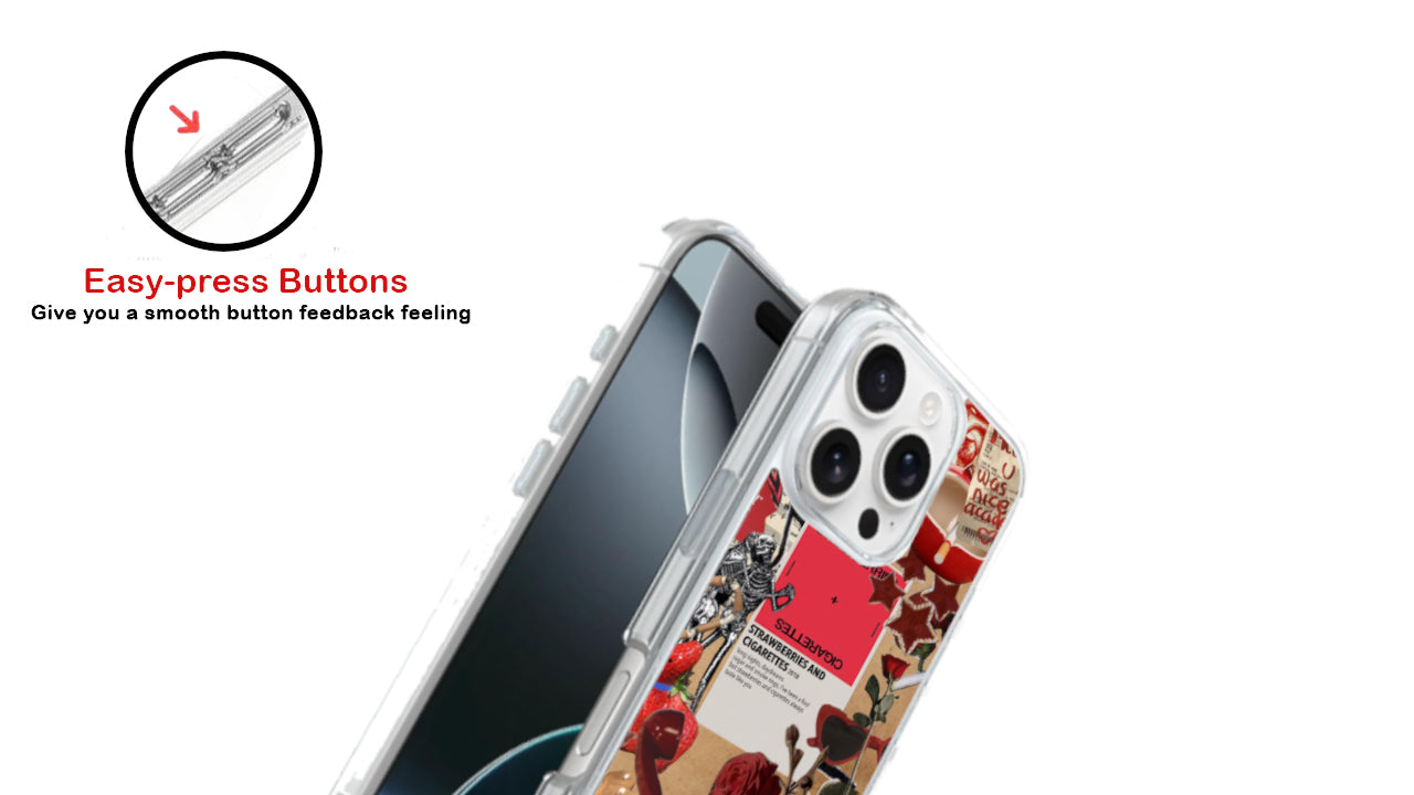 Strawberries & Cigarettes Phone Case – Red Grunge Collage Aesthetic