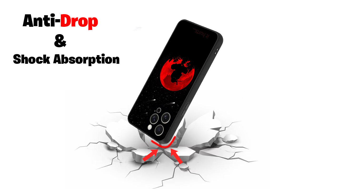 Red Moon "It Hurts" Silhouette Anime Phone Case – Dark Aesthetic Design